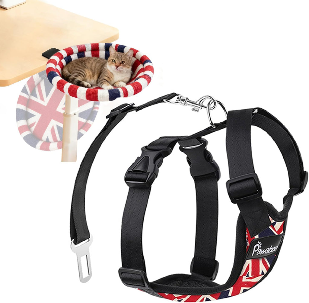 Pawaboo Cat Desk Bed, One-click Foldable Sunken Cats Hammock up to 40lbs