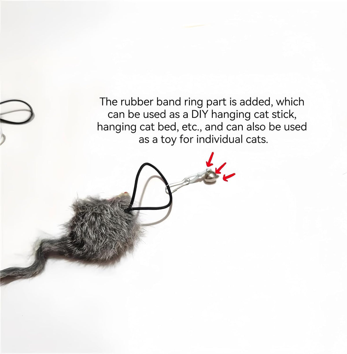 Real Rabbit Fur Mouse Cat Toy - 5 Pack with Crinkle Sound, Rattle & Rope, Extra-Wide Durable Tail, Interactive Hunting T