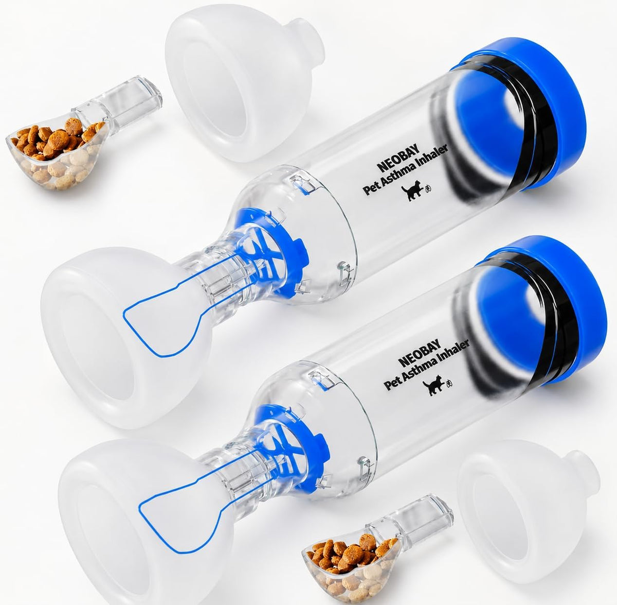 Neobay Cat Inhaler Spacer with Comfort Feeder, 2 Sets, One for Backup