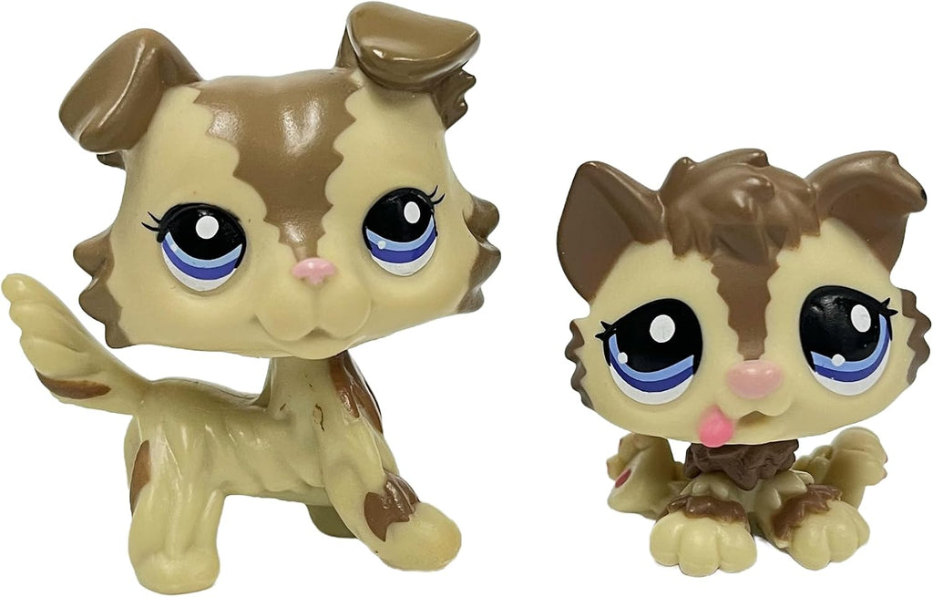 2pcs/Set Custom Pet Shop Toy Flocked Cat Collie Great Dane Cocker Spaniel Dachshund Dog with Baby Puppy Kitten OOAK (#22