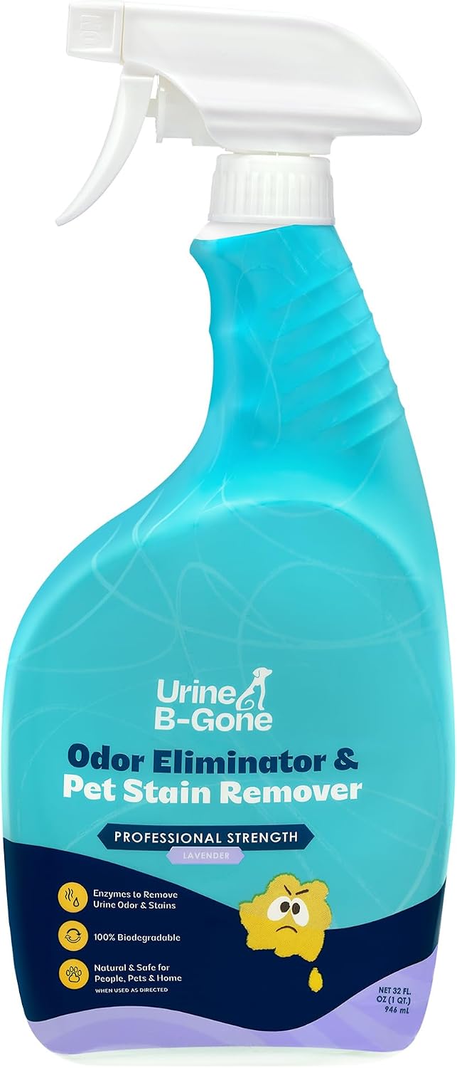 Urine B-Gone, Professional Enzyme Odor Eliminator & Pet Stain Remover, Human, Cat & Dog Urine Cleaner, Effective on Laun