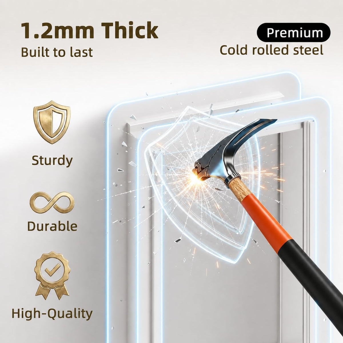 URSPET Medium Dog Door for Wall, 3-Flap Insulated, Steel Frame,White
