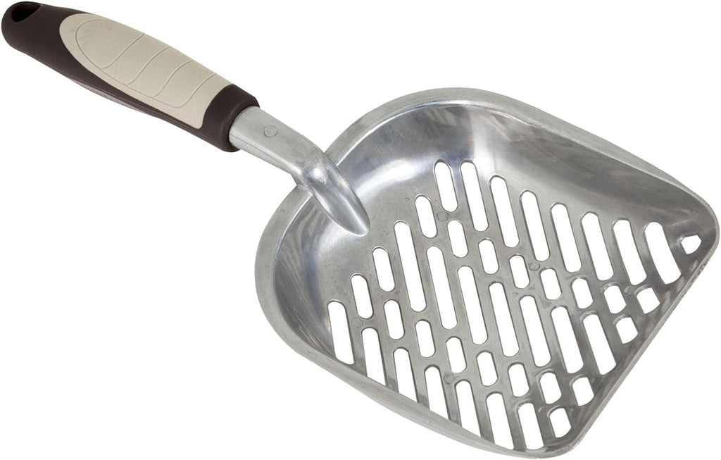 Petmate Metal Cat/Kitty Litter Scoop, Deep Shovel, Premium Non-Stick Large Scooper with Non-Slip Handle & Curved Design 