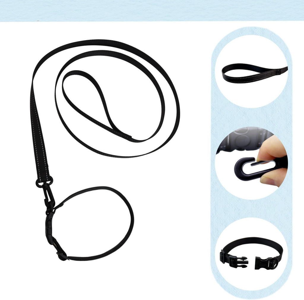 Airport Security Friendly Metal Free Dog Collar and Leash Set for Small Medium Dogs, Reflective Adjustable Collar