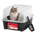 IRIS USA High Sided Cat Litter Box, Large, Scatter Shield, Black