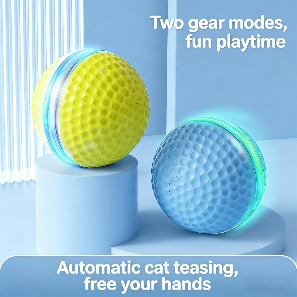 Lightup Cats Toy Ball Automatic Rolling Ball ChewProof Design Pet Teaser Toy