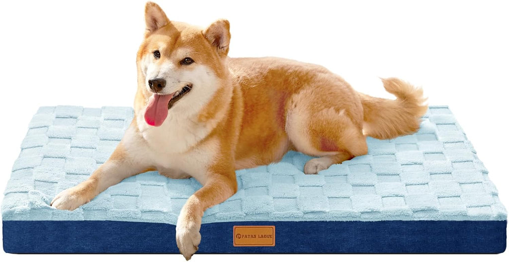 Patas Lague Orthopedic Large Dog Bed Washable Pet Crate Mat 36''X24'' Black