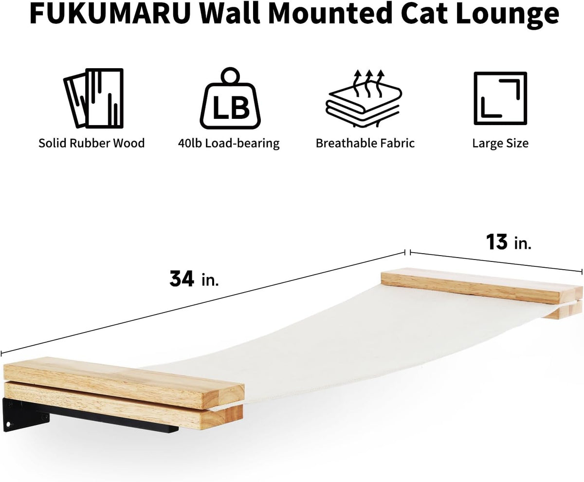 FUKUMARU Cat Wall Hammock, 34 x 13 inch Kitten Wall Furniture