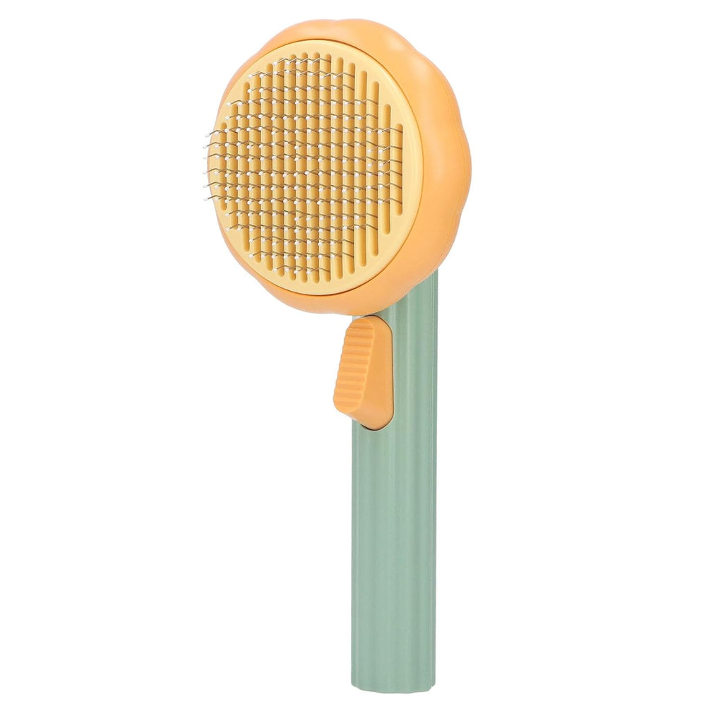 Pet Pumpkin Brush for Shedding, Selfcleaning Design (Green)