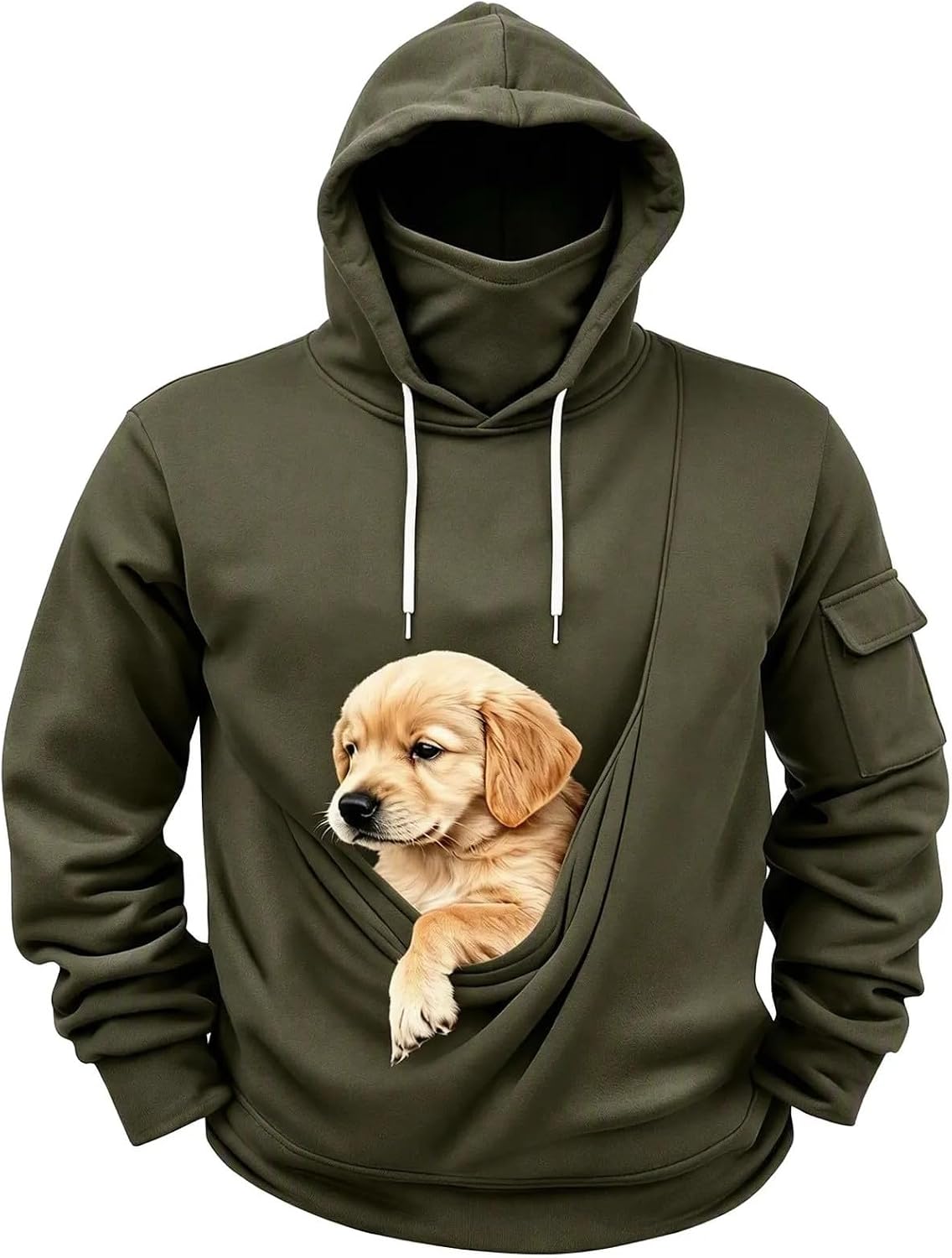 Pet Pouch Hoodie Dog Cat Carrier Sweatshirt with Built-in Face Mask