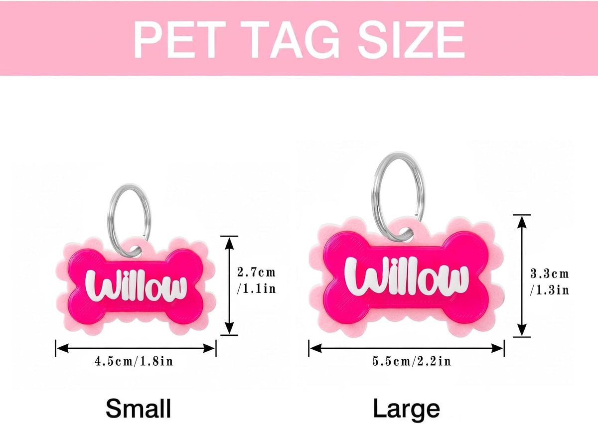 Personalized 3D Printed Bone Pet Name Tag with Phone Number for Pet Owners
