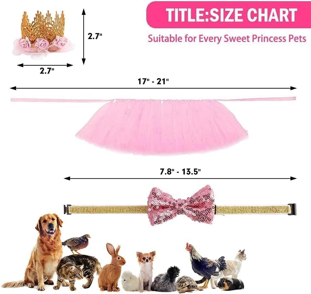 BINGPET Cat Tutu Princess Costume, Small Dog Wedding Dress, Crown Outfit