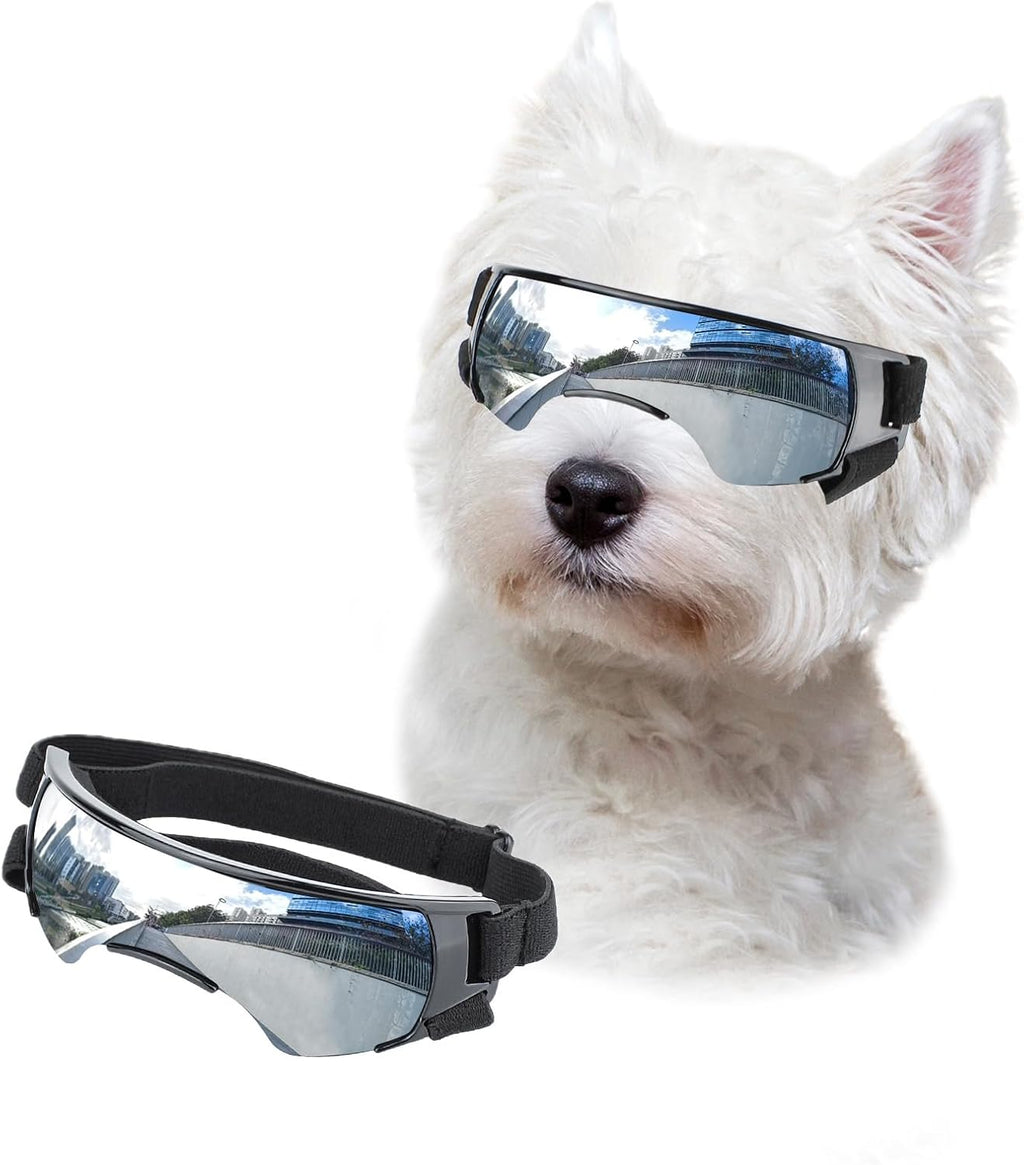 Futuristic Dog Goggles for Small Breed, Tech-Style Pet Eye Glasses, Anti-Fog UV Protection Windproof Dog Sunglasses with