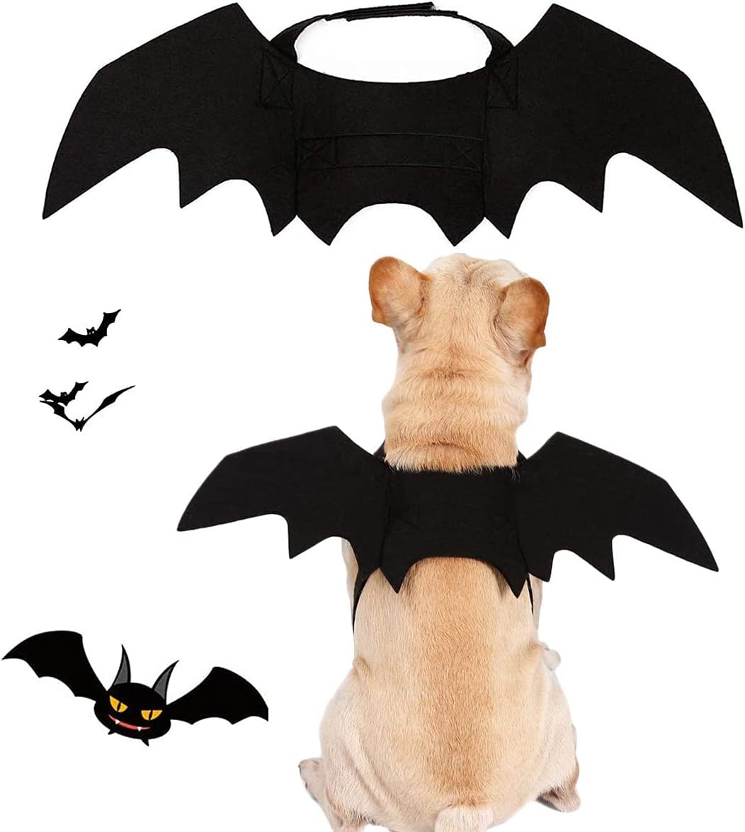 Pet Costumes Bat Wings for Puppy and Cat Halloween Dog Costumes Party Cosplay Decoration Black Apparel for Cat Small Dog