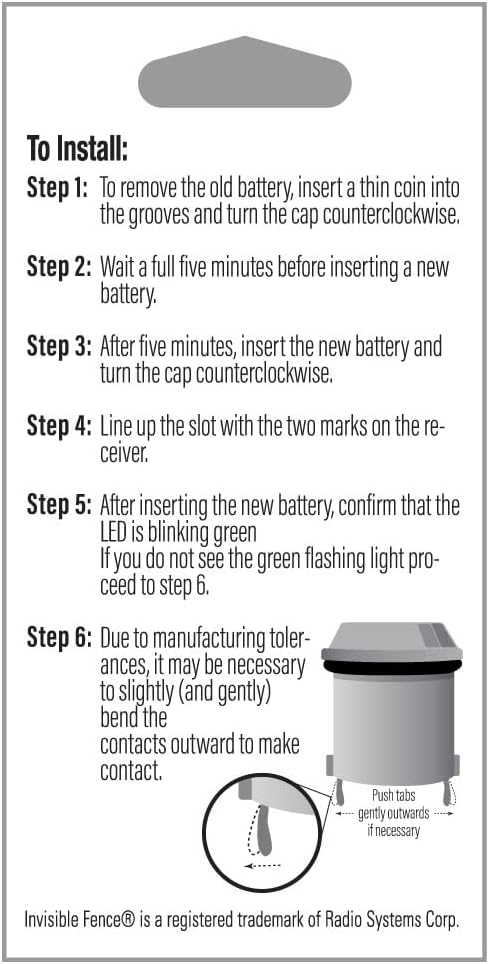 Perimiter Technologies Compatible Invisible Fence R21 & R51 Dog Collar Battery