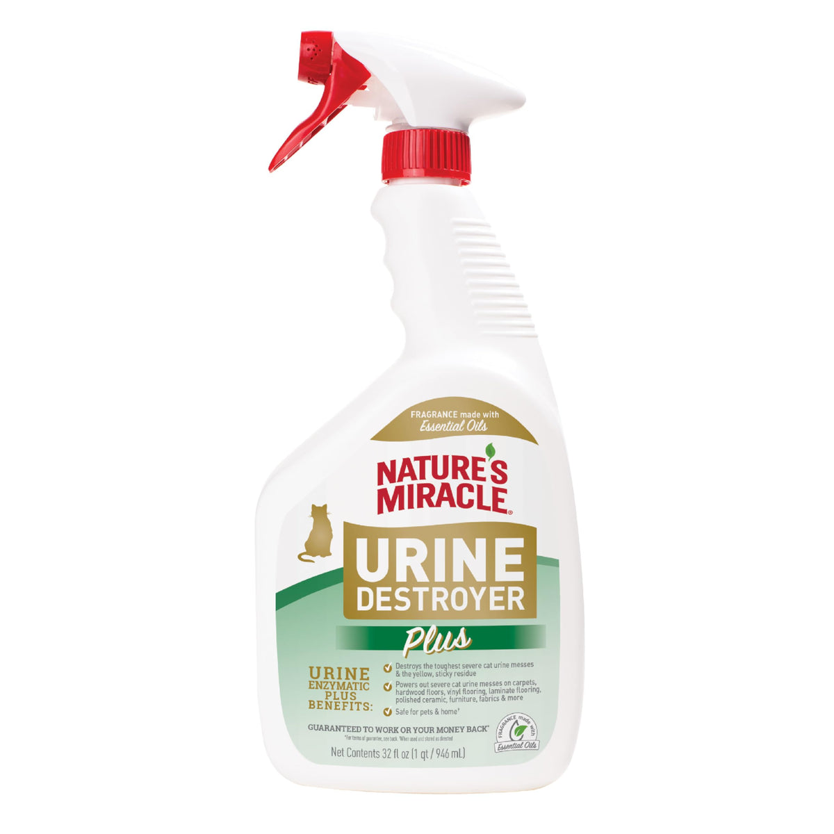 Nature's Miracle Cat Urine Destroyer Plus, Enzymatic Cleaner, 32 oz