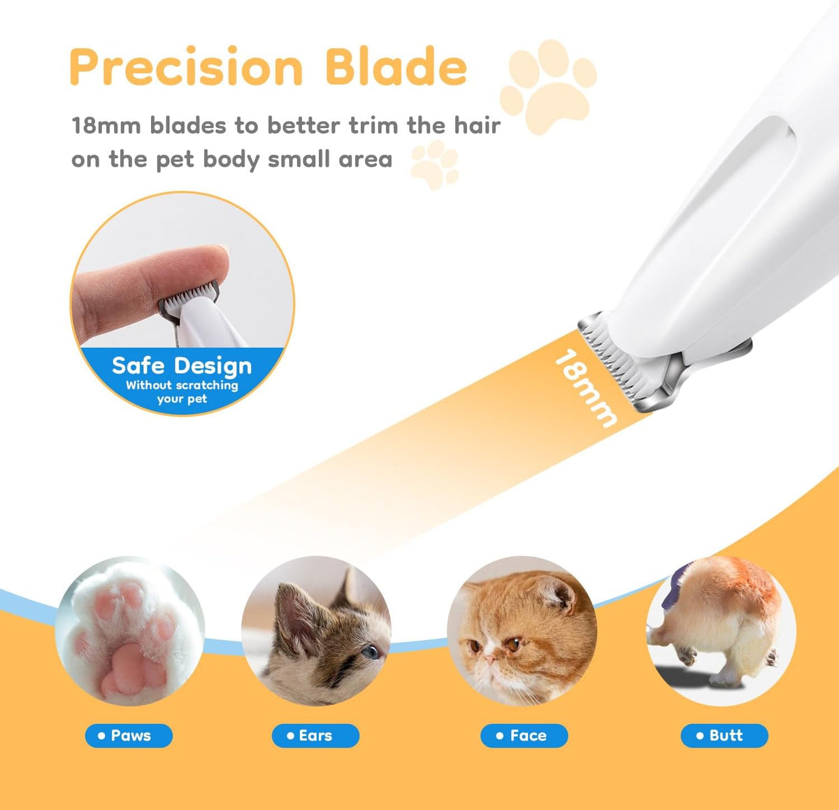 Mcbazel Pet Micro Precision Trimmer, Multifunctional Pet Hair Trimmer Waterproof Rechargeable Shaver with LED Light for 