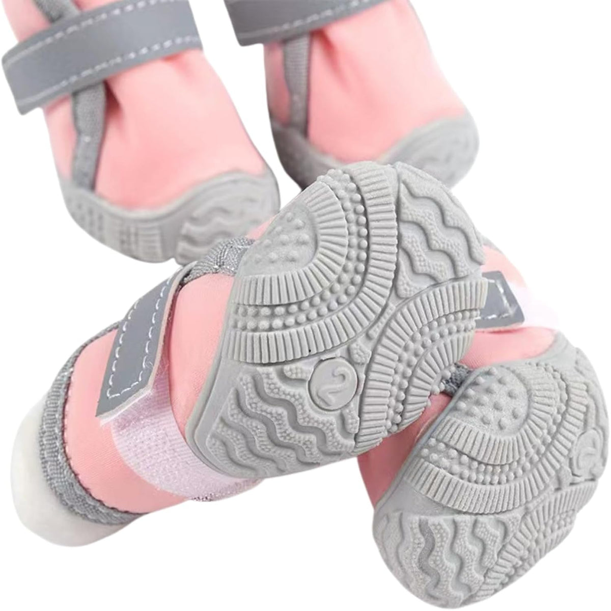 Fleece‑Lined Dog Booties Anti‑Slip Winter Paw Shoes, Pink 2#