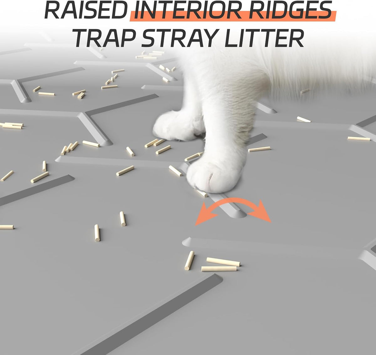 Silicone Cat Litter Mat, 24"x16", Raised Edge Waterproof, Grey