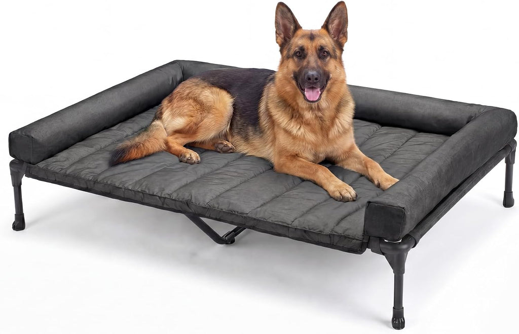 Veehoo Outdoor Elevated Dog Bed with Waterproof Bolster Cushion, Cooling