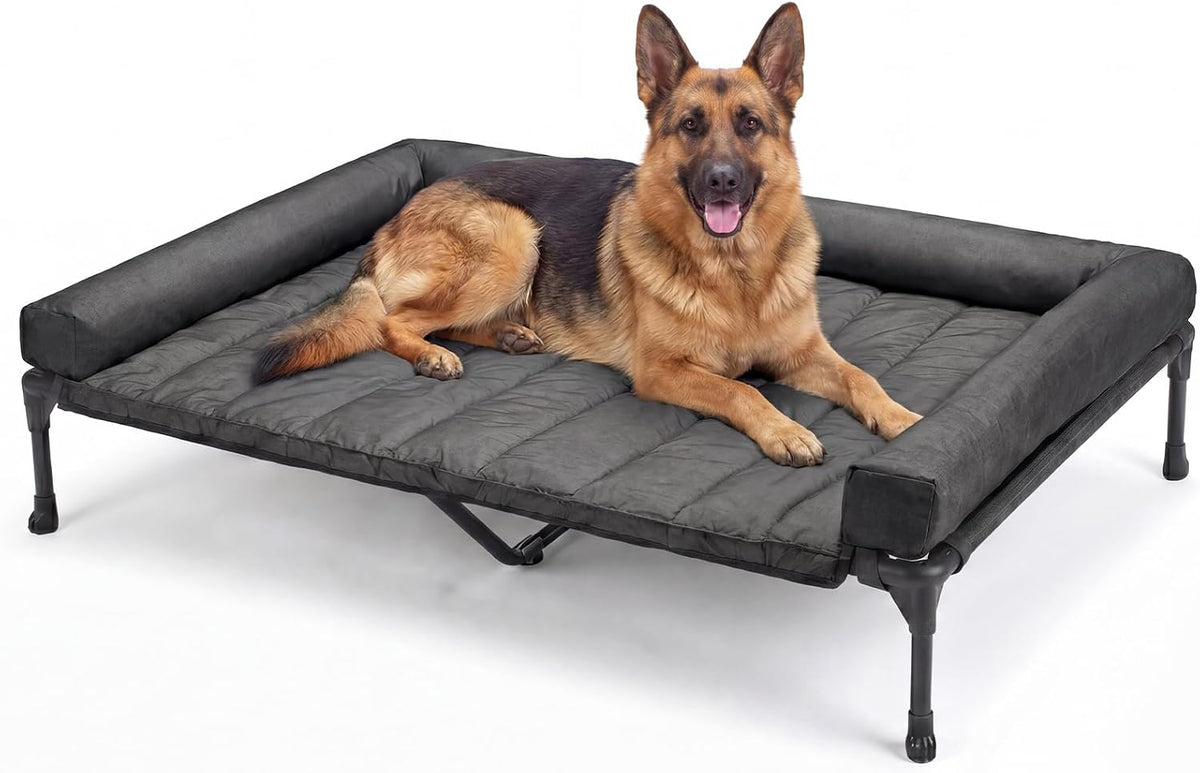 Veehoo Outdoor Elevated Dog Bed with Waterproof Bolster Cushion, Cooling