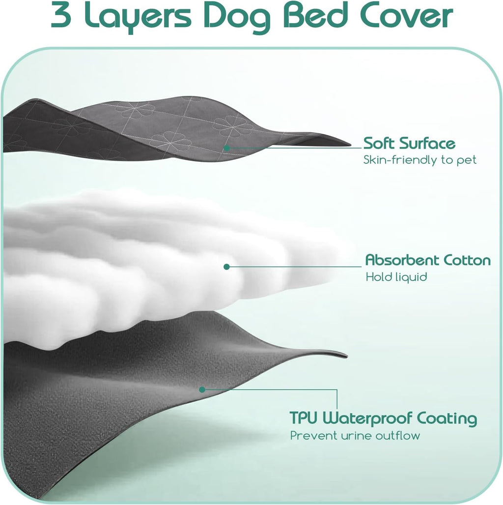 Dog Bed Cover with Waterproof TPU Backing,36" x 27",Cover Only