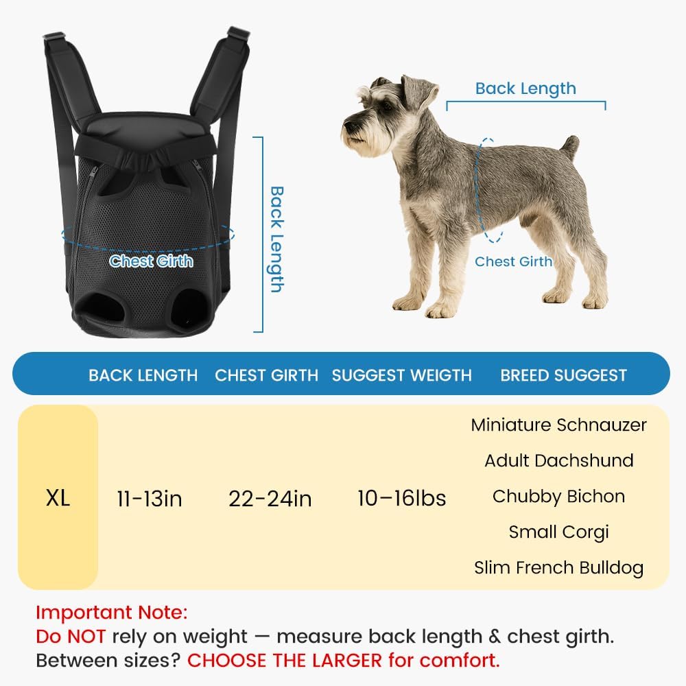Mosago Dog Backpack Carrier with Thick Padded Bottom Support, 10–16 lbs