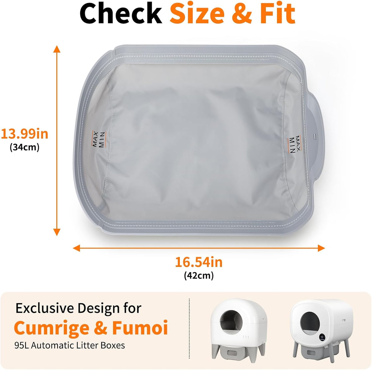 2 Pack Automatic Litter Box Liners, Waterproof Replacement Pads