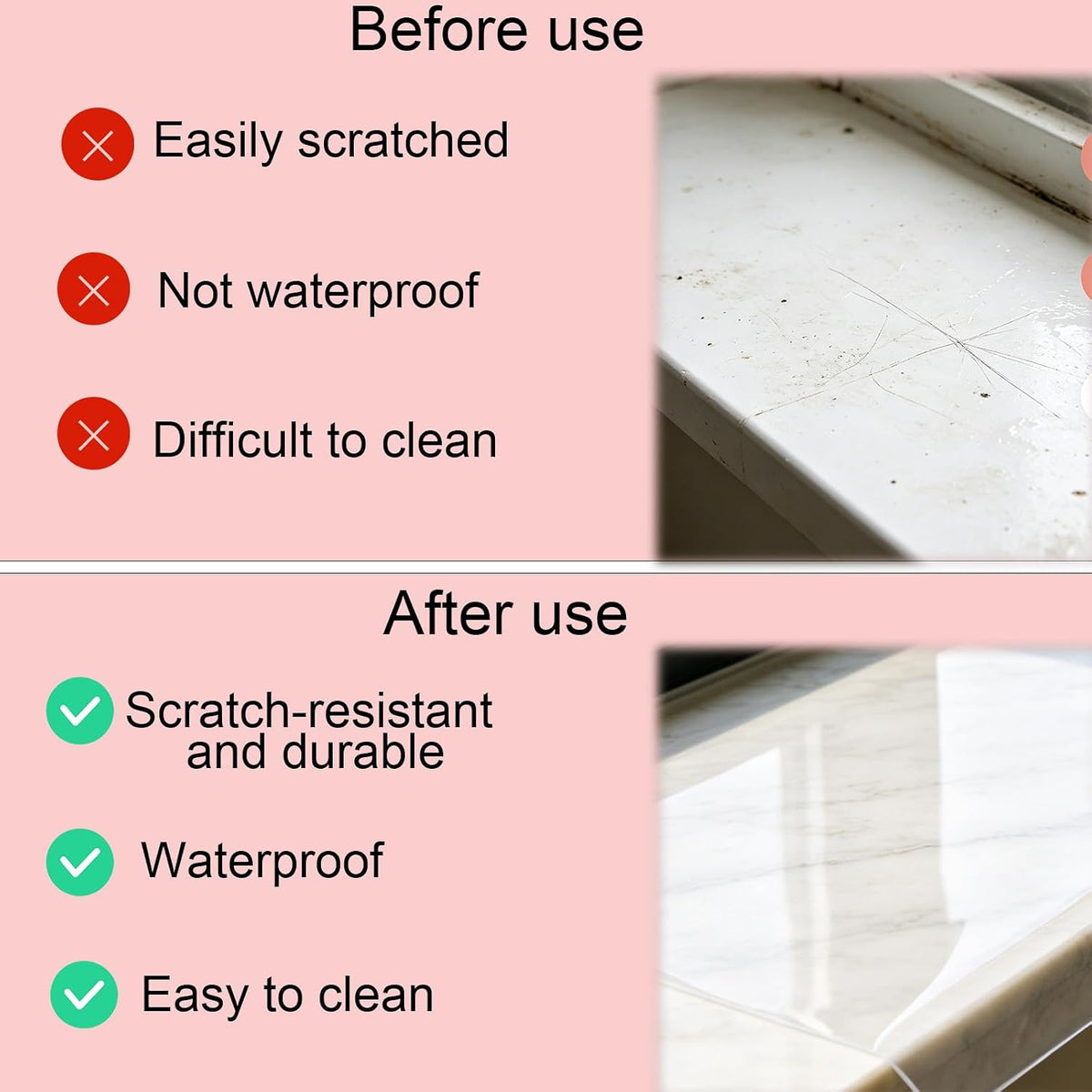 Gosknor 300x10cm/10ftx4in Window Sill Protector, Window Sill Cover
