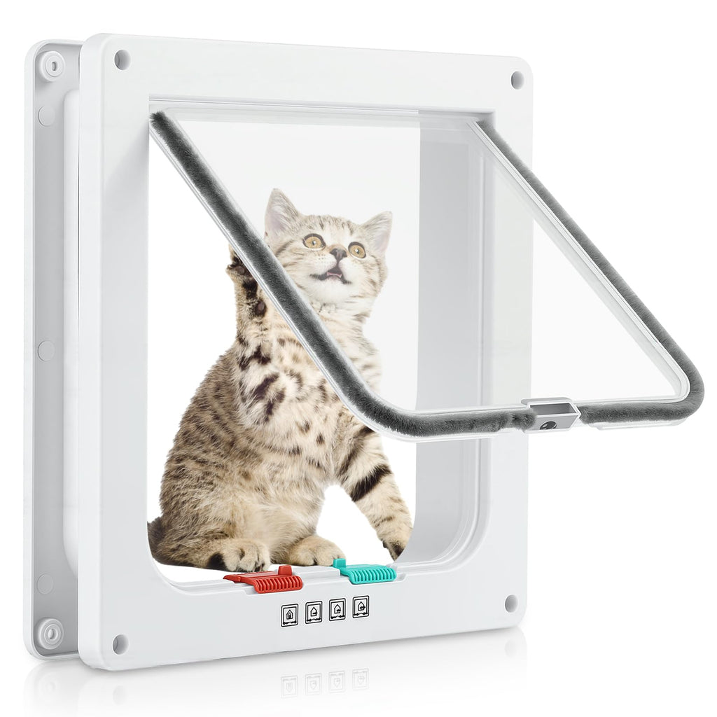 Cat Door for Interior Exterior Door, 4-Way Locking Flap
