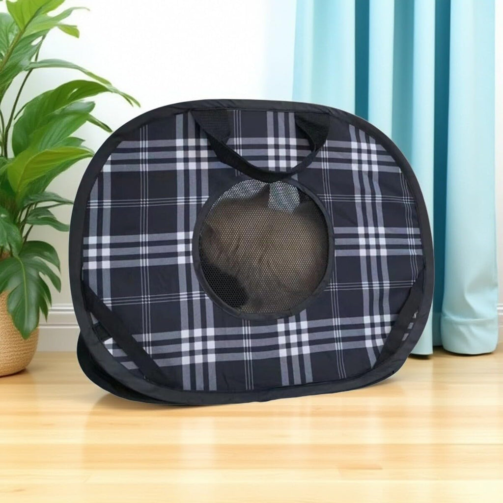 Pop Up Soft Sided Cat Carrier, Collapsible Portable Travel Bag for Cats Up to 15 lbs, Breathable Mesh Ventilation