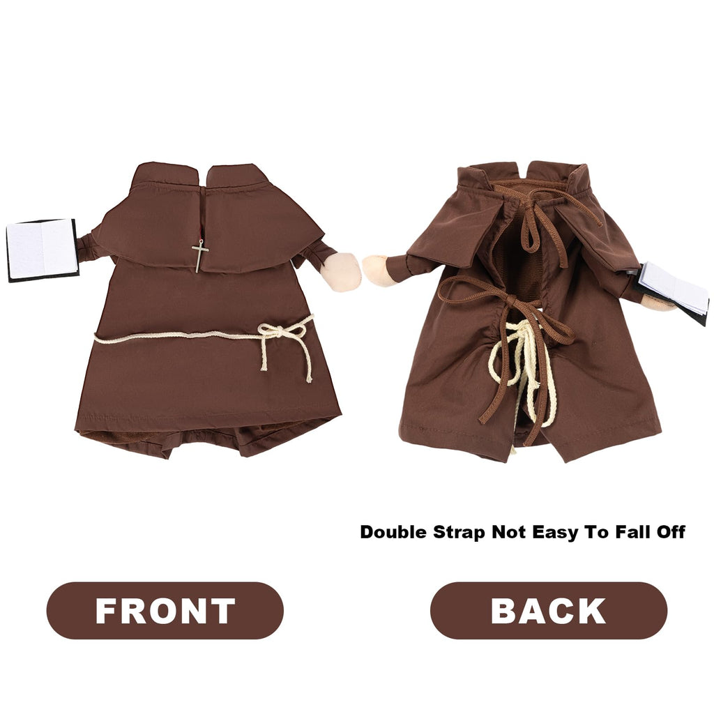NACOCO Halloween Dog Priest Costume - Pet Minister Clothes Cat Funny Pope Clergy Outfit Apparel Adjustable for Small Medium and Large Dogs(Brown Priest, M)