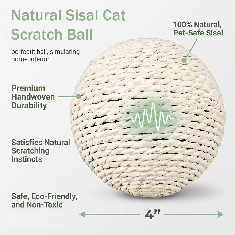4 Inch Sisal Cat Toy Ball for Indoor Cats