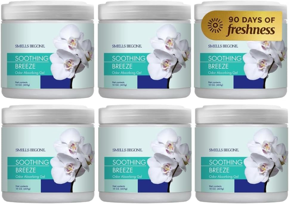 SMELLS BEGONE 15oz Gel Odor Eliminator - Absorb & Remove Tough Odors in Pet Areas, Bathrooms, Basements, Garage, Cars, R