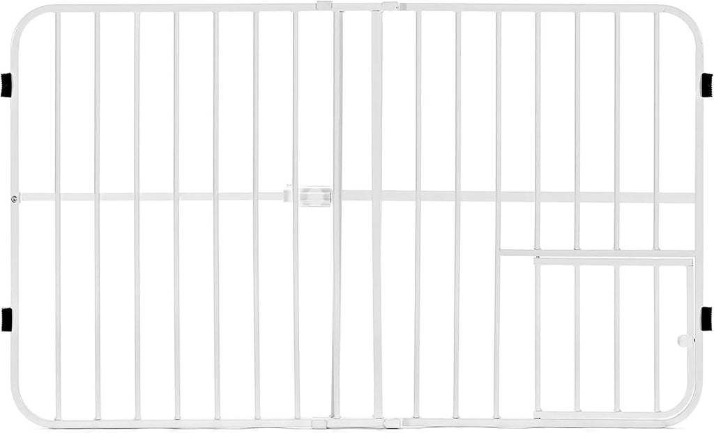 Carlson Pet Products Tuffy Metal Expandable Pet Gate, Includes Small Pet Door, 24 x 22-38 Inch, White