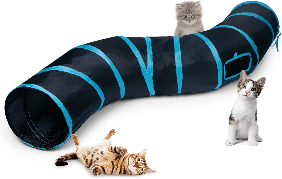 Sheldamy Cat Tunnel, S-2-Way Cat Tunnels for Indoor Cats, Collapsible Cat Play Tunnel, Interactive Toy Maze Cat House wi