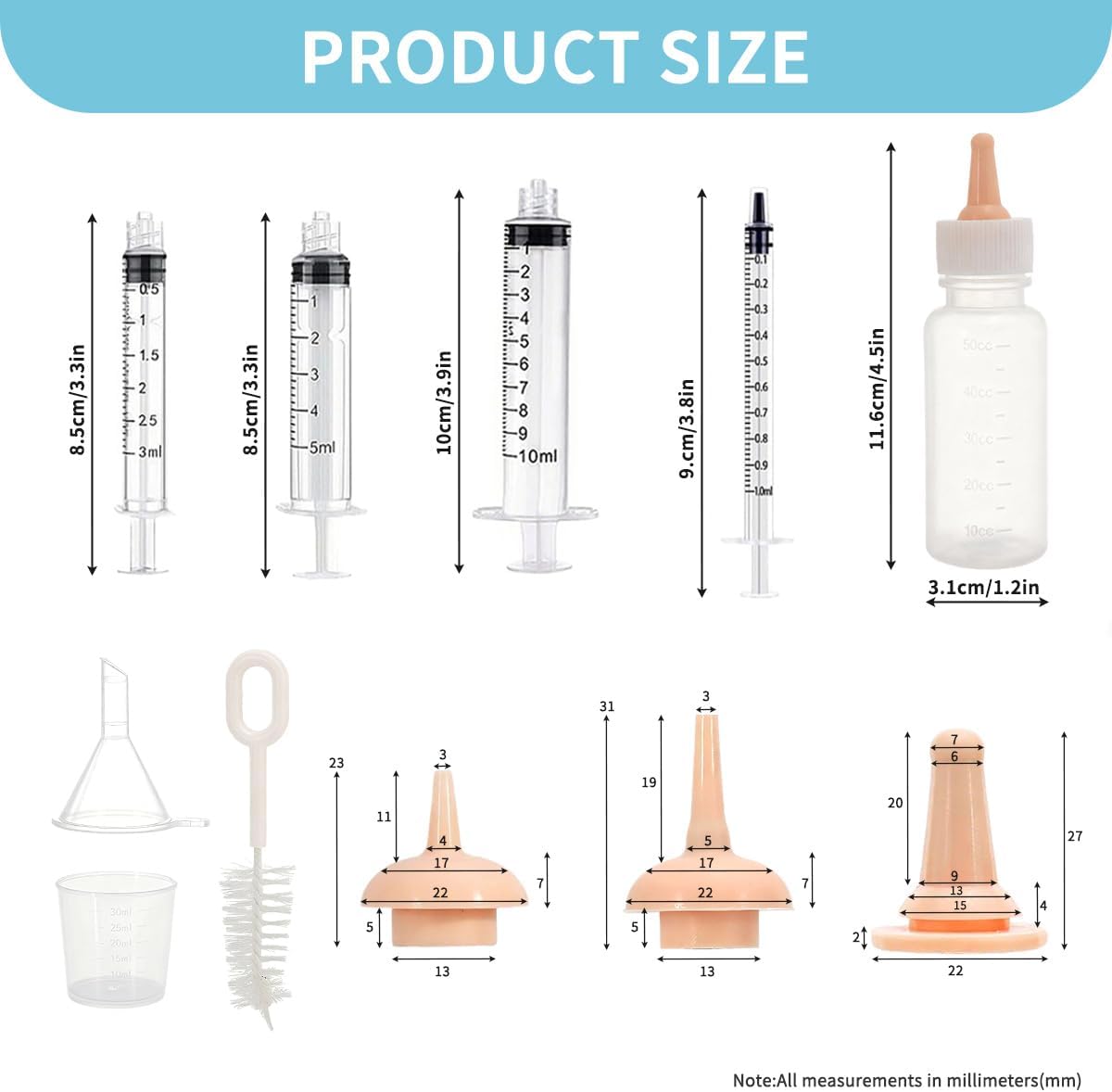 Pet Nursing Kit – Kitten Bottle Feeding Set with Nipples, Syringes, and Formula Dispenser for Newborn Puppies, Kittens, 