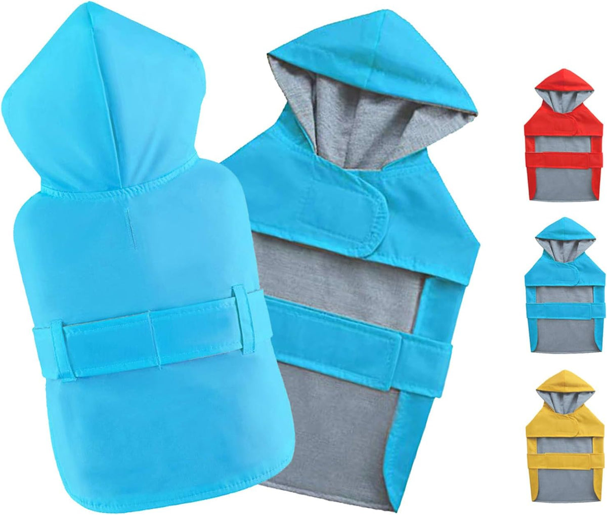 Dog Raincoat Small Dog Rain Jacket Waterproof Pet Rain Suit Double-Layered Poncho for Puppy Small Dogs Hooded Warm Linin