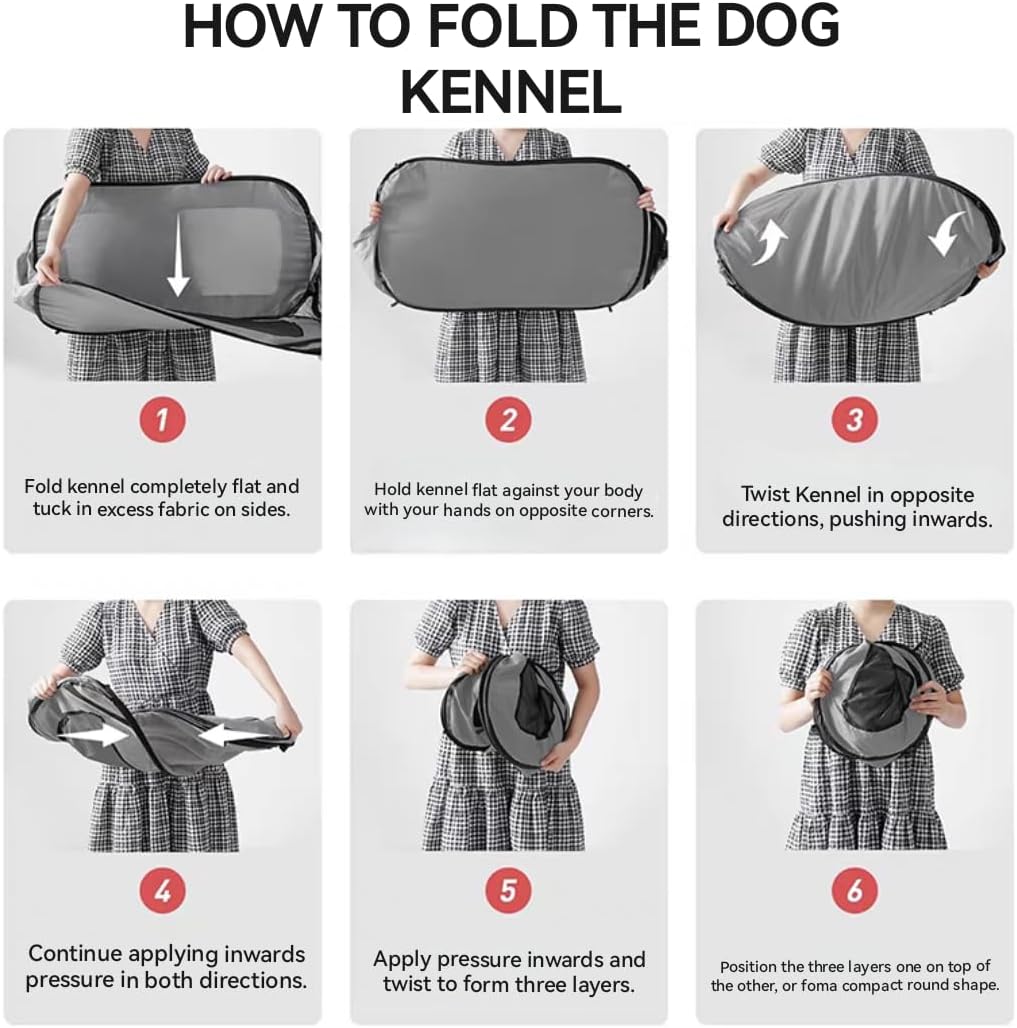Foldable Dog Kennel for Medium Dogs 36-inch, Portable Waterproof Dog Crate, Pop-Up Indoor/Outdoor Pet Cage & Car Seat Tr