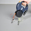 Dual Dog Leash Retractable 360° Tangle-Free Flashlight 10ft Reflective Lead for Two Dogs Up to 110 lbs
