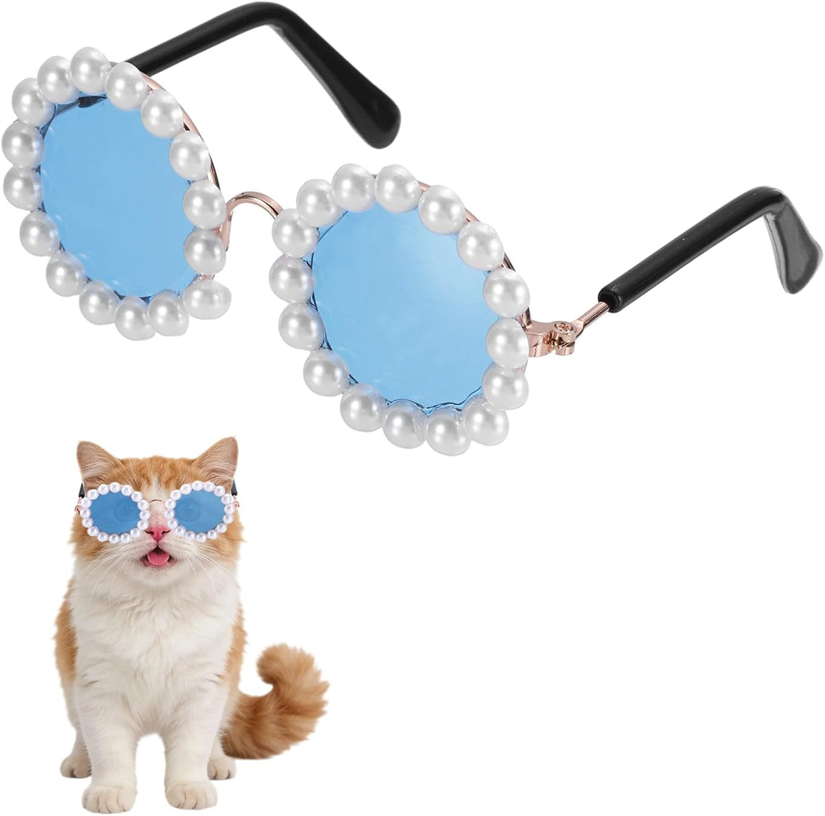 Dog Sunglasses, Cat Cute Round Glasses Purple Lens, Gold