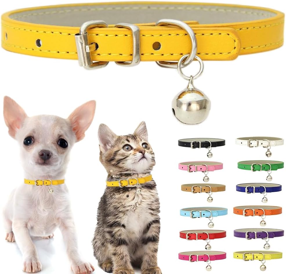 Purple XS Cat Collar with Bell, XXS Kitten Puppy Dog Collars X-Small