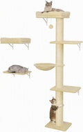 PawHut Cat Wall Shelves for Indoor Kittens Climbing Sleeping, Beige