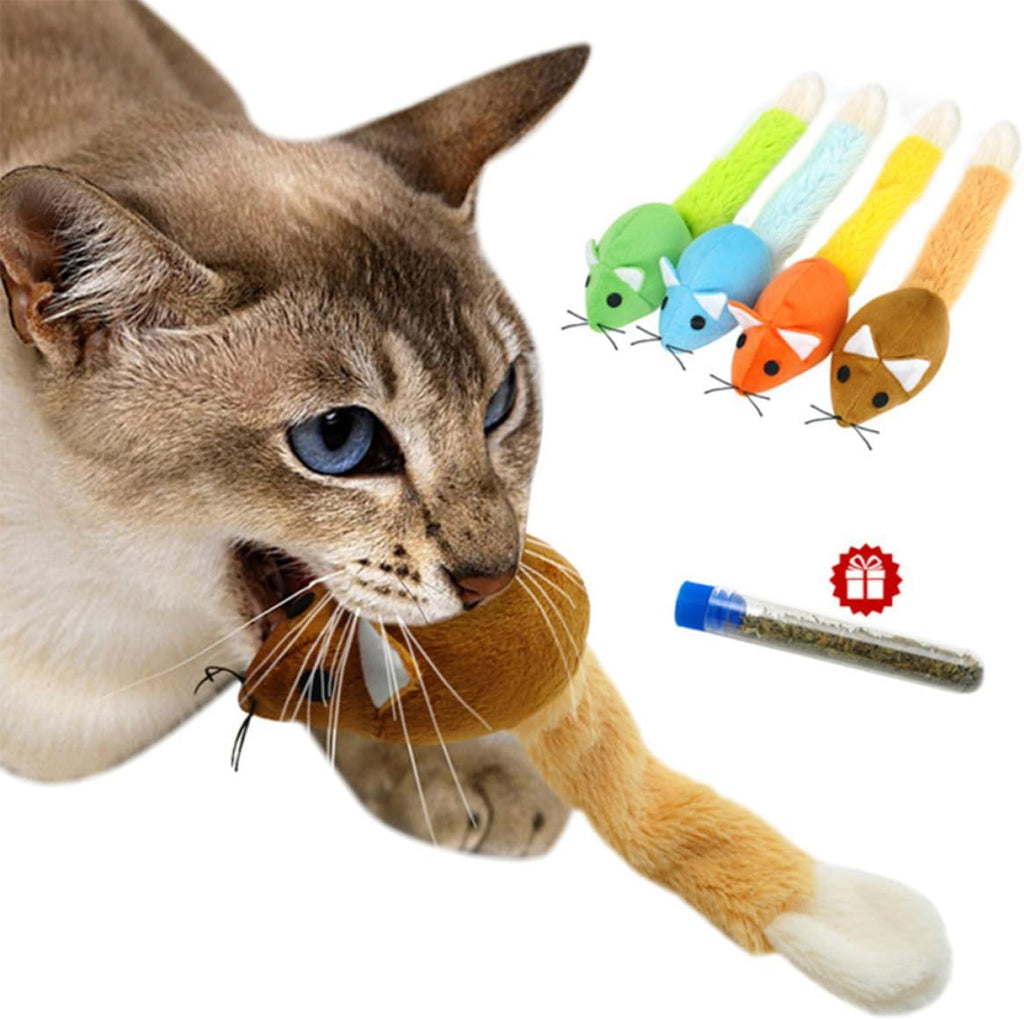 LIFKOME Plush Cat Chew Toys Rat Shaped for Kittens and Cats