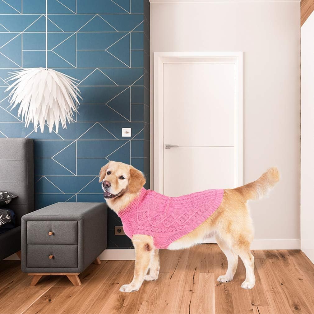 BINGPET Dog Sweater for Large Dogs, Turtleneck Knitted Clothes