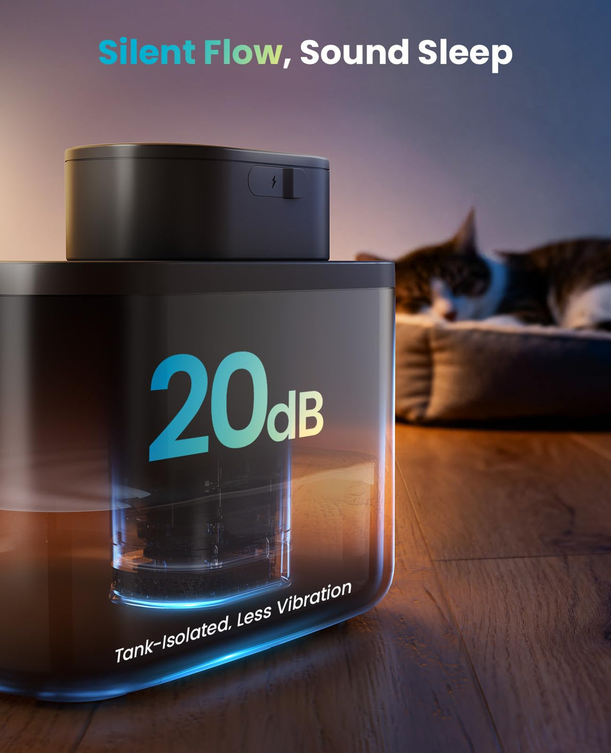 oneisall 2.2L/74oz Wireless Cat Water Fountain
