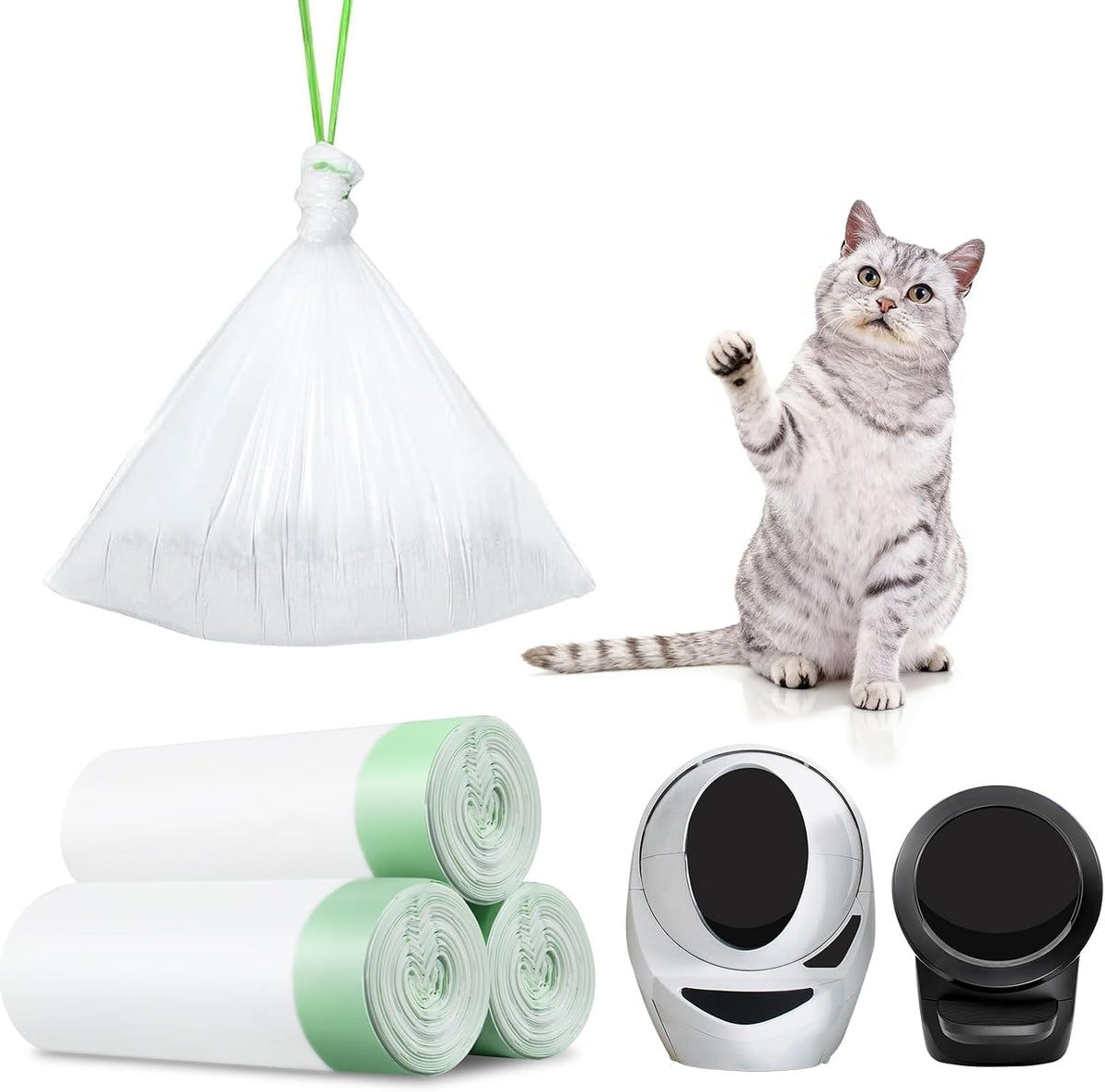 45 Count Automatic Litter Box Bags Liners Compatible with Litter Box Robot 4/5/3, Self-cleaning Cat Litter Box Liners re