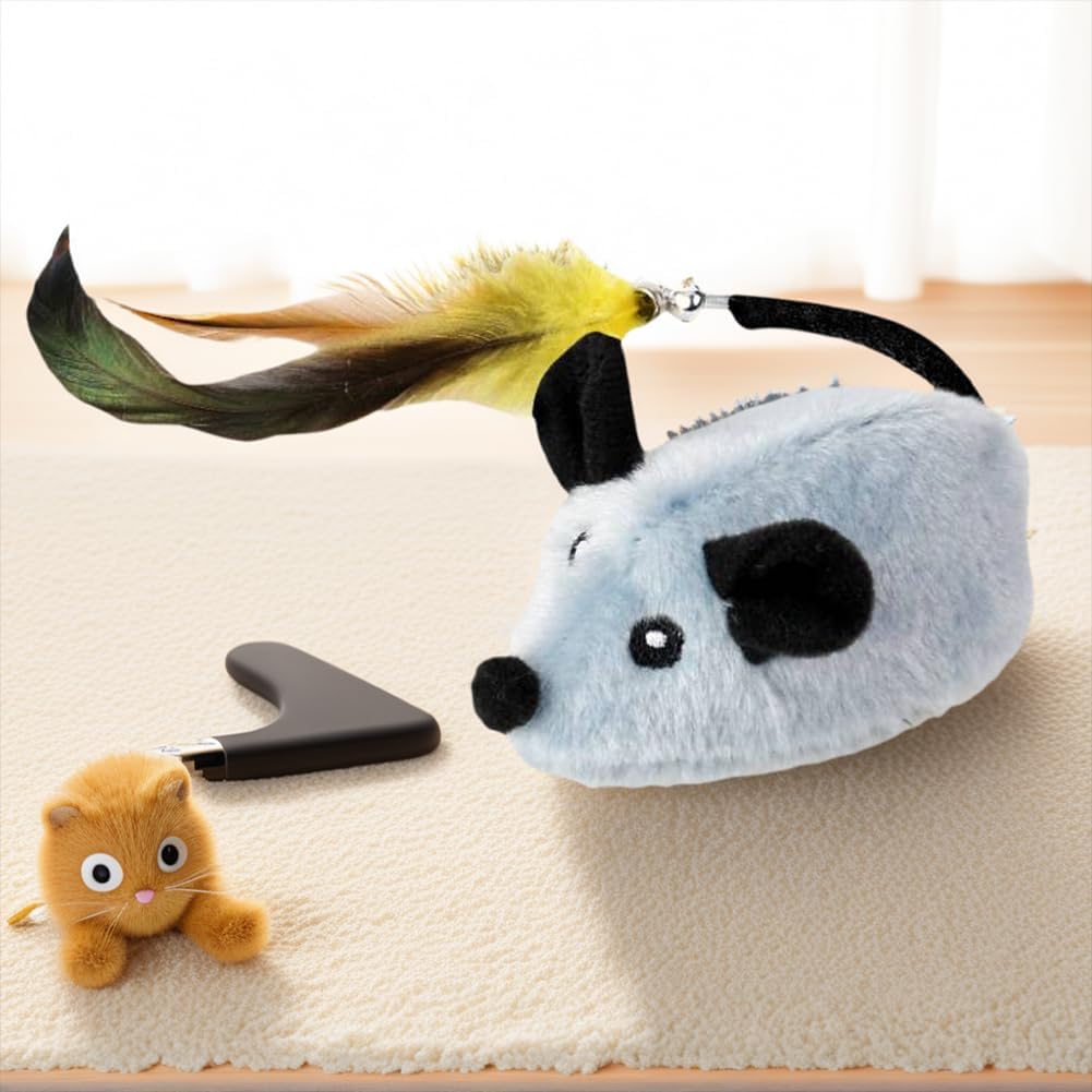 Interactive Mouse Moving Toy Rechargeable Remote Control Toy(gray)