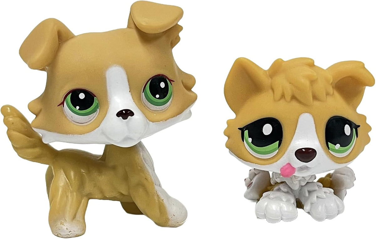 2pcs/Set Custom Pet Shop Toy Flocked Cat Collie Great Dane Cocker Spaniel Dachshund Dog with Baby Puppy Kitten OOAK (#22