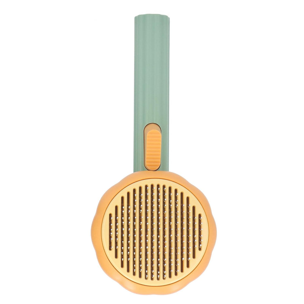 Pet Pumpkin Brush for Shedding, Selfcleaning Design (Green)